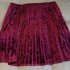 Hot pink velvet pleated skirt
